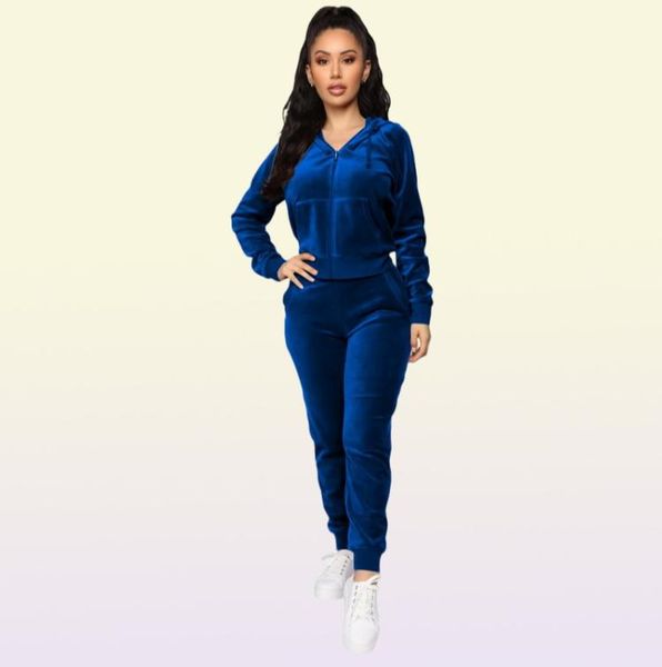 Femmes Velvet Tracksuit Femmes Swetswets Woman Clothes Two Pieces sets Workout Outfits Woman Designerss Clothes Sport Outwear Casua8685576