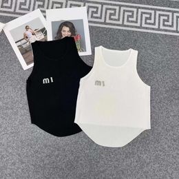 Vrouwen Vest Designer Tank Rhinestone Mouwloos T-shirt Sexy geborduurde letters Camisole Ademende korte tops