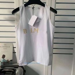 Dames vest designer tanktops zomer ronde nek mouwloos t -shirt gebreide ijzeren vaste kleur top mode luxe camisole trendy vestido