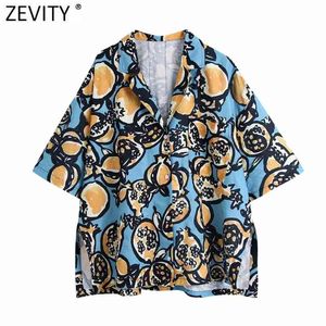 Vrouwen Vintage Abstracte Picture Print Textuur Blouse Vrouwelijke Zij Split Kimono Shirts Roupas Chic Losse Chemise Tops LS9142 210420