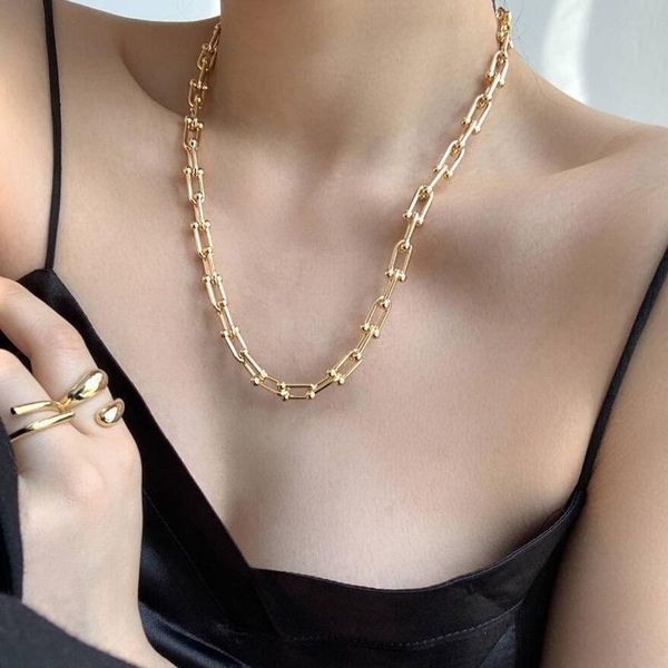 Collier chaîne Vintage en or pour femmes, chaîne de clavicule en forme de U, bijoux à la mode de haute qualité 40cm 50cm