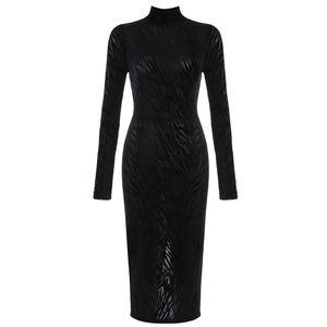 Vrouwen vintage jurk elegante bodycon beroemdheid partij lange mouw herfst winter 210515