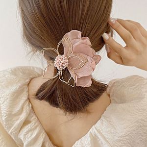 Vrouwen Vintage Elegante Hol Metalen Bloem Doek Bloemblaadje Haarspelden Zoete Kant Haar Versieren Haar Clips Barrette Haaraccessoires