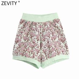 Vrouwen vintage bloemen print patchwork jacquard breien shorts vrouwelijke chique casual slanke zomer pantalone cortos p1025 210420