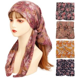 Vrouwen vintage vier seizoenen sjaal mode dames buiten bladeren bloemen print decoreren hoofdband sjaal buiten outdoor kerchief soft wrap 240402