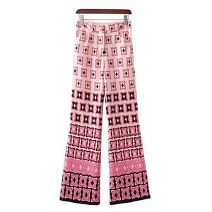 Vrouwen Vintage Geometrische Print Flare Broek Vrouwelijke Hoge Taille Slanke Lange Broek Streetwear Summer Pantalones 210514