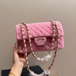 Bolso de mano vintage con doble solapa para mujer, bolso de lujo acolchado con entramado de diamantes, bolso de mano clásico de noche, cartera de diseñador de tendencia, monedero con múltiples bolsillos, 25CM