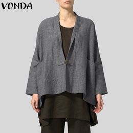 Vrouwen vintage kimono jassen 2018 herfst vrouwelijke lange mouw vest sexy v-hals casual losse massieve uitloper plus size blusas tops