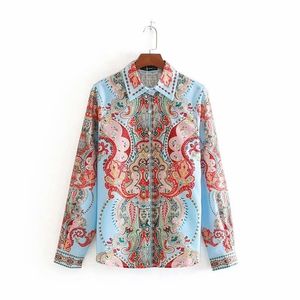 Vrouwen Vintage Positie Totem Flower Print Casual Kimono Blouse Shirts Retro Business Blusas Chic Femininas Tops LS4281 210420