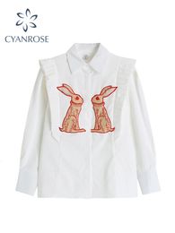 Mujeres Camisa estampada de conejo Vintage