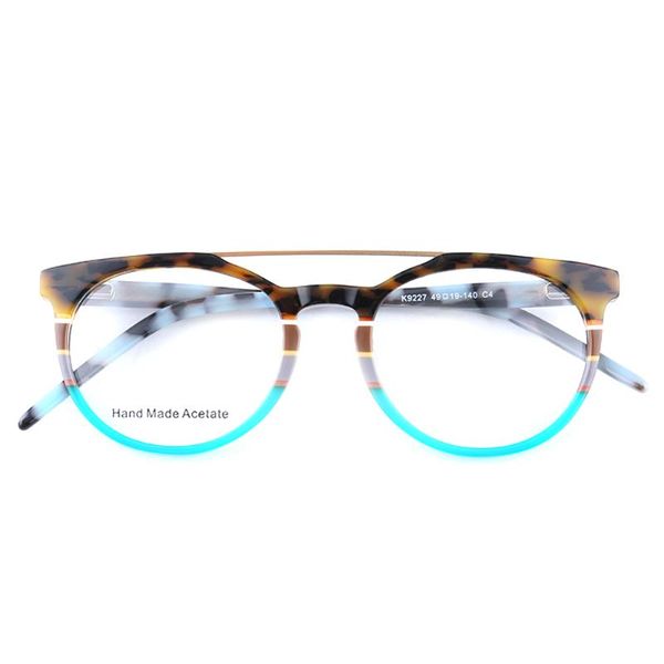 Monturas de gafas redondas Vintage para mujer, monturas de gafas Multicolor a la moda para hombre, gafas de doble puente, gafas Rx