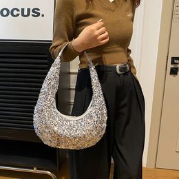 Sac à bandoulière Vintage pour femmes, sac de dîner à paillettes scintillantes, sac de soirée léger pour dames, fermeture à glissière, sac sous les bras solide 240103