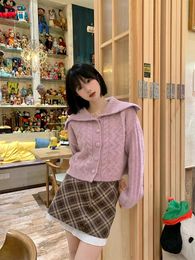 Femmes Vintage solide Harajuku Cardigan 2024 mode coréenne printemps tricoté pull court en vrac casual tricots femme Simple haut 240311