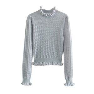 Vrouwen Vintage Solid Pullover Sweater Lente Herfst Hoge Kraag Blended Gebreide Blouse Office Lady Tops Base Vrouwelijke Jas 210521