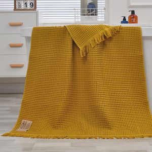 Femmes gaufre serviette de bain hommes grand XXL 90*180 coton bio pour salle de bain adultes châle écharpe livraison gratuite