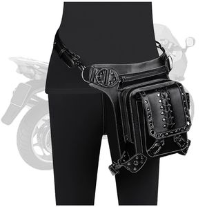 Bolsa de cintura para mujeres Packs Gothic Packs Motorcycle Hip Bag Pierna Holsa Steampunk Bolso de hombro negro Bolsas de cuero Pu Bolsas de cuerpo Cross Blood 240515