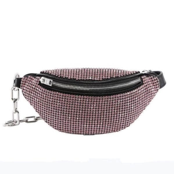 Attica – sacs de taille en cuir strass pour femmes, Mini sac banane avec compartiment zippé de styliste, sangle de chaîne de vélo réglable, sac d'oreiller