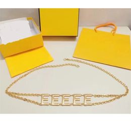 Designer Dames Tailleketting Mode Gouden Ketting Riem Luxe Brief Metalen Letters Verstelbare Trend Damesriem Jurk Decoratie Met Rok