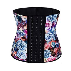 Damen Taillentrainer Korsett Bauch Bauch Shapewear mit 9 Stahlknochen Rosendruck Schlankheits-Körperformer, der perfekte Kurven formt Sauna-Schweißbänder