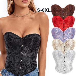 Dames taille trainer korte gordel corset tops vrouwelijke trendy plus size bustier vier seizoen jacquard court short veter mode corsets s-6xl overbust crop top