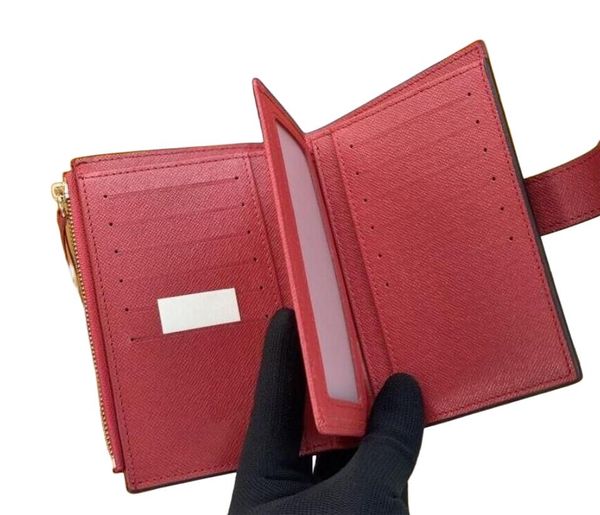 Portefeuille en cuir véritable pour femmes, pochette pour pièces de monnaie, avec fenêtre d'identification, étui pour cartes rouge et noir avec boîte, cadeau de noël