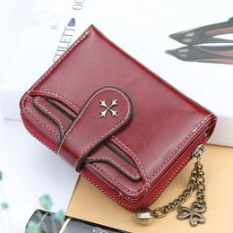 Mujeres billeteras y carteras PU cuero bolso femenino hechicero corta bolso soportes de monedas pequeñas embrague rojo rojo nueva billetera j8vw#