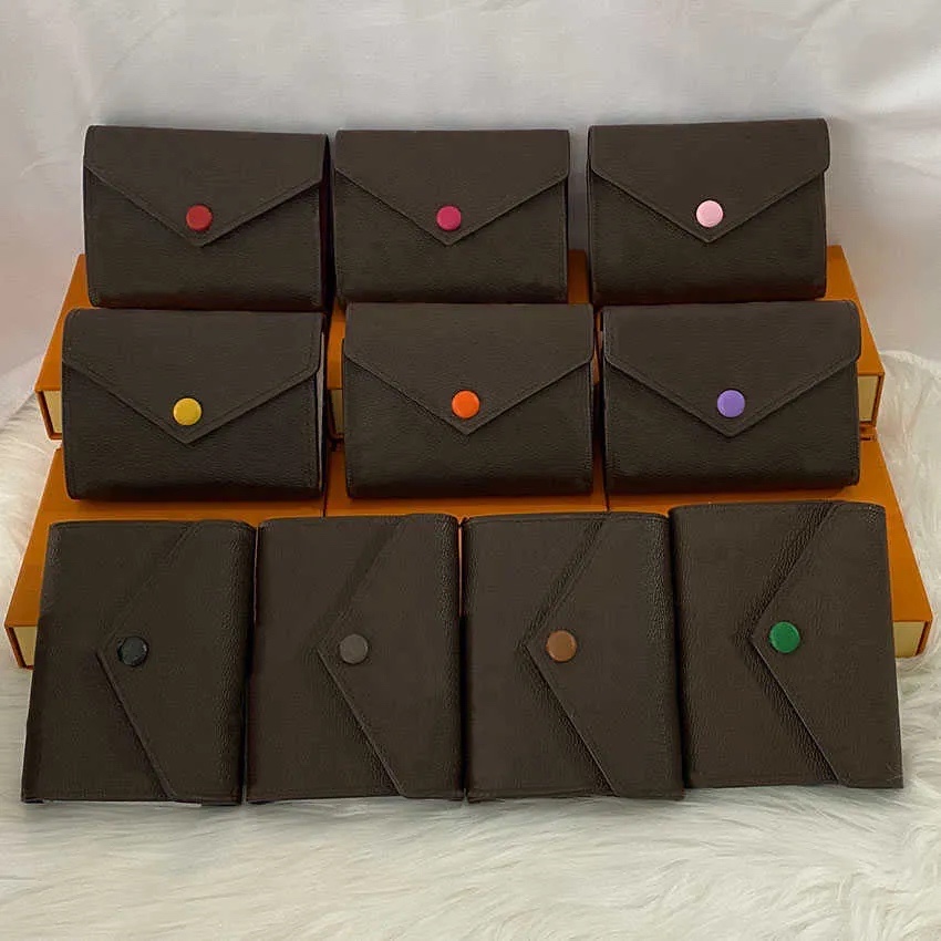 Women Wallets Card Holder Designer Classic Leather Short Purse Envelope-style Wallet Credit Cardholders 10 Colors