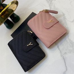 Femmes Portefeuilles De Luxe En Cuir De Vachette Titulaire De La Carte Designer Y Billfold Lettre Porte-Cartes Femme Rose Noir Bourse Trois Fois Portefeuille Pocketbook