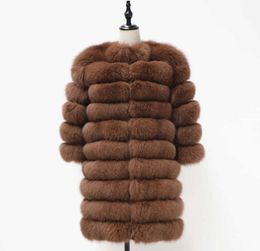 Women Warm Real Fox Fur Coat long Winter Genuine Fur Jacket Fashion Outwear Luxury Natural Fox Fur Coat For Girls queentina Q08273600878