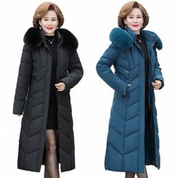 Femmes chaud hiver LG Parka manteau d'âge moyen mère Slim Down cott épaissir veste femme col de fourrure vêtements à capuche Parkas 8XL r2zq #
