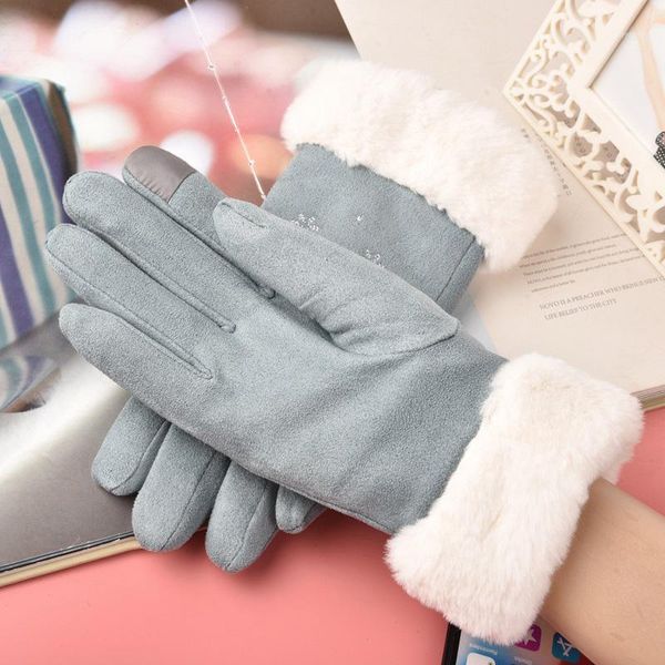 Guantes de copo de nieve de gamuza para mujer que calientan la pantalla táctil forro polar grueso cálido YS-BUY