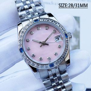 Reloj de mujer 28 31 MM Acero inoxidable completo Automático Mecánico Bisel de diamante Luminoso Impermeable Relojes de pulsera para mujer Ropa de moda 318T