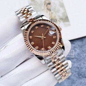 Reloj de mujer con correa de acero inoxidable de oro rosa de 28/31mm, reloj de pulsera para mujer, relojes mecánicos impermeables luminosos con diamantes, relojes para mujer