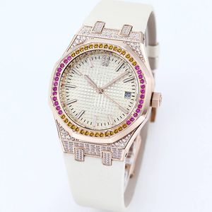 Vrouwen kijken naar 37 mm kwartsbeweging horloges voor dames diamant bezel mode polsband heren polshorloge montre de luxe cadeau