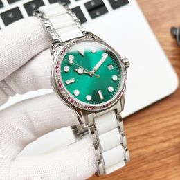 Les femmes regardent les montres mécaniques automatiques Lady Wrist Wrists 34 mm Montre de Luxe Ceramic Watch Band Sapphire