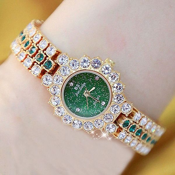 les femmes regardent des marques de luxe célèbres cristal diamant en acier inoxydable petites dames montres pour femme montre-bracelet Relogio Feminino 201217226S
