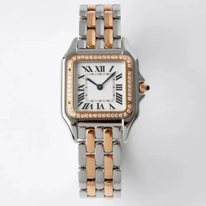 Mujeres vigilantes para damas diseñador reloj cuadrado Panthere Fashion Quartz Moving Watches Square Tank Women Gold Silver Watches Montre de Luxe Business C318 con caja AAA