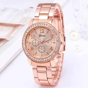 Vrouwen kijken luxe mode genève diamant kristal bezaaid staal drie ogen quartz horloge relojes mujer horloge voor vrouwen