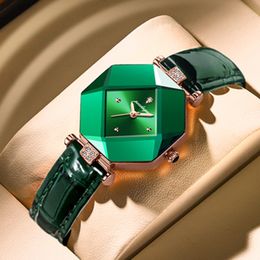 Relógio feminino luxo verde diamante quartzo senhoras relógios à prova dwaterproof água inoxidável mancha moda relógios namorada gif relógios de couro verde moda requintado