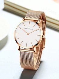 Reloj de mujer de marca superior, movimiento de cuarzo japonés, 36mm, oro rosa, resistente al agua, relojes minimalistas nórdicos de moda para mujer 240102