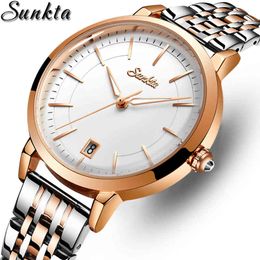 Dames Horloges SunKta Topmerk Luxe horloge Quartz Waterdichte Dames Horloge Dames Meisjes Mode Klok Reloj Mujer 210517
