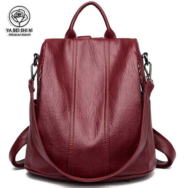 Femmes imperméables anti-vol sacs à dos en cuir sacs pour filles femme sac à bandoulière multifonction voyage sac à dos Mochilas 211025