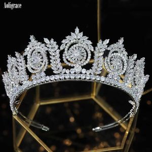 Vrouwen bruiloft cz kubieke zirkonia tiara's en kronen voor bruid prom quinceanera party haar zirkoon hoofddeksel bruids accessoires x0625