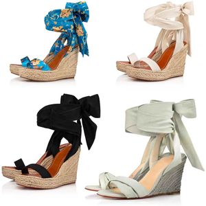 Dames trouwjurk sandaal sleehak hoge hak wiggen schoenen Melides du Desert 85 mm satijnen enkelbandje luxe design damesschoenen pumps fabrieksverkoop zomer luxe designer