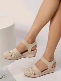 Femmes Talan de coins Espadrilles Fermed Toe Slingback Shoes Slip Sandals TDWL69BE 240409