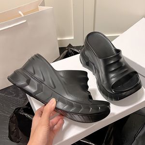 Sandalias de cuña para mujer en zapatillas de goma, tobogán de piscina con fondo grueso, sandalias de plataforma negras, cuñas gruesas para playa de verano, moda informal