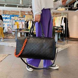 Bolsas de lona de fin de semana para mujer Gimnasio de noche Deporte Impermeable Diseño de impresión de lujo Bolsa de viaje Bolsa de lona de cuero 220630