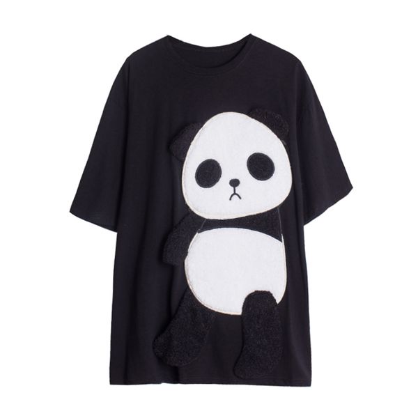 Femmes Blanc Black Tee T-shirt Été surdimensionné Panda 3D Molle à manches courtes TOP B0502 210514