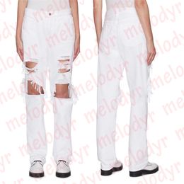 Dames witte jeans modehol rechte broek zomer dunne ademende jeans streetwear