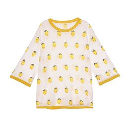 Dames Witte Pineapple Print Gebreide door Dunne Half Mouw Top T-shirt B0322 210514